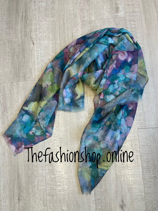 Colourful abstract flowers scarf
