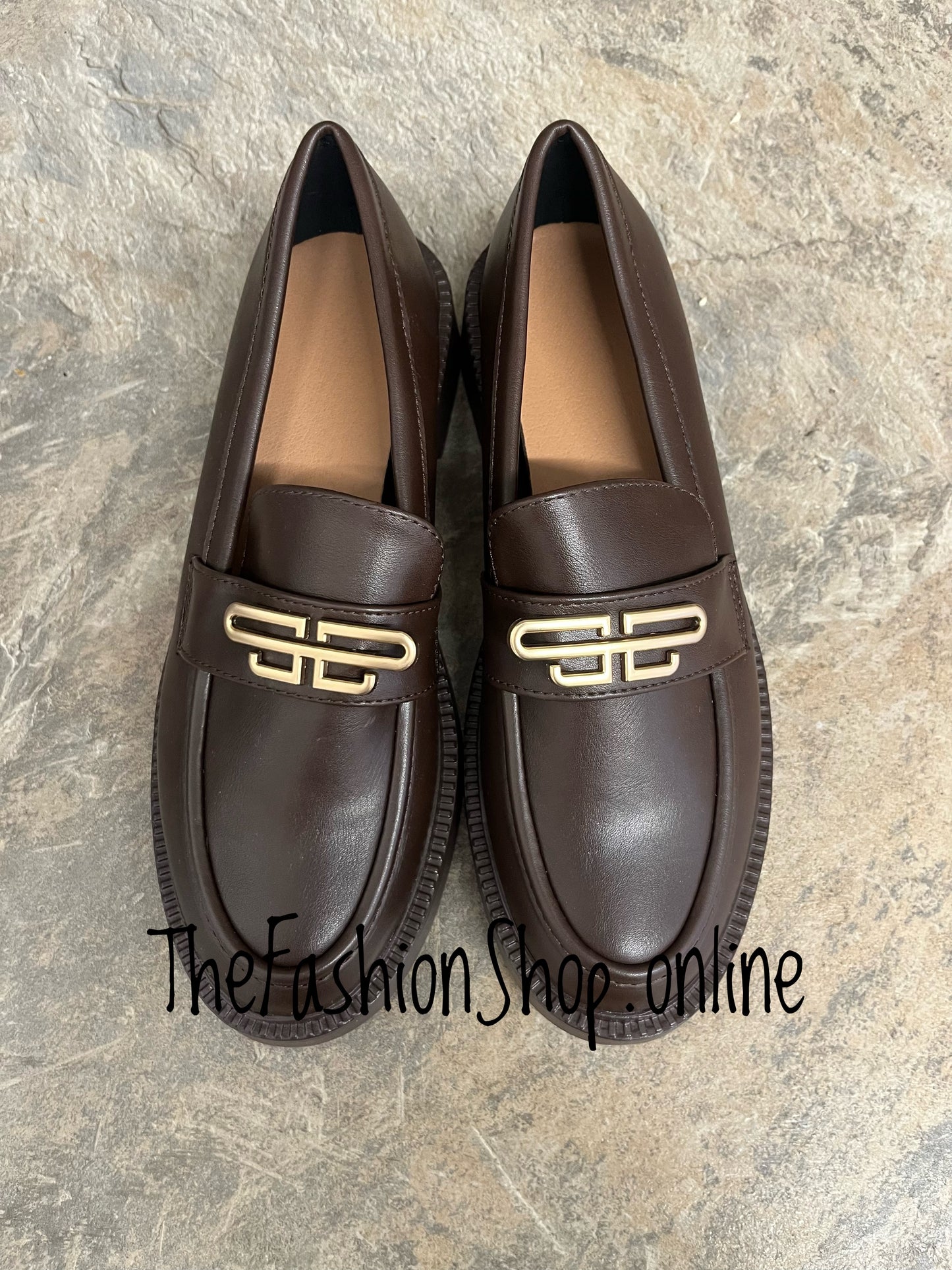 Abigail brown faux leather loafer sizes 3-8 (36-41)