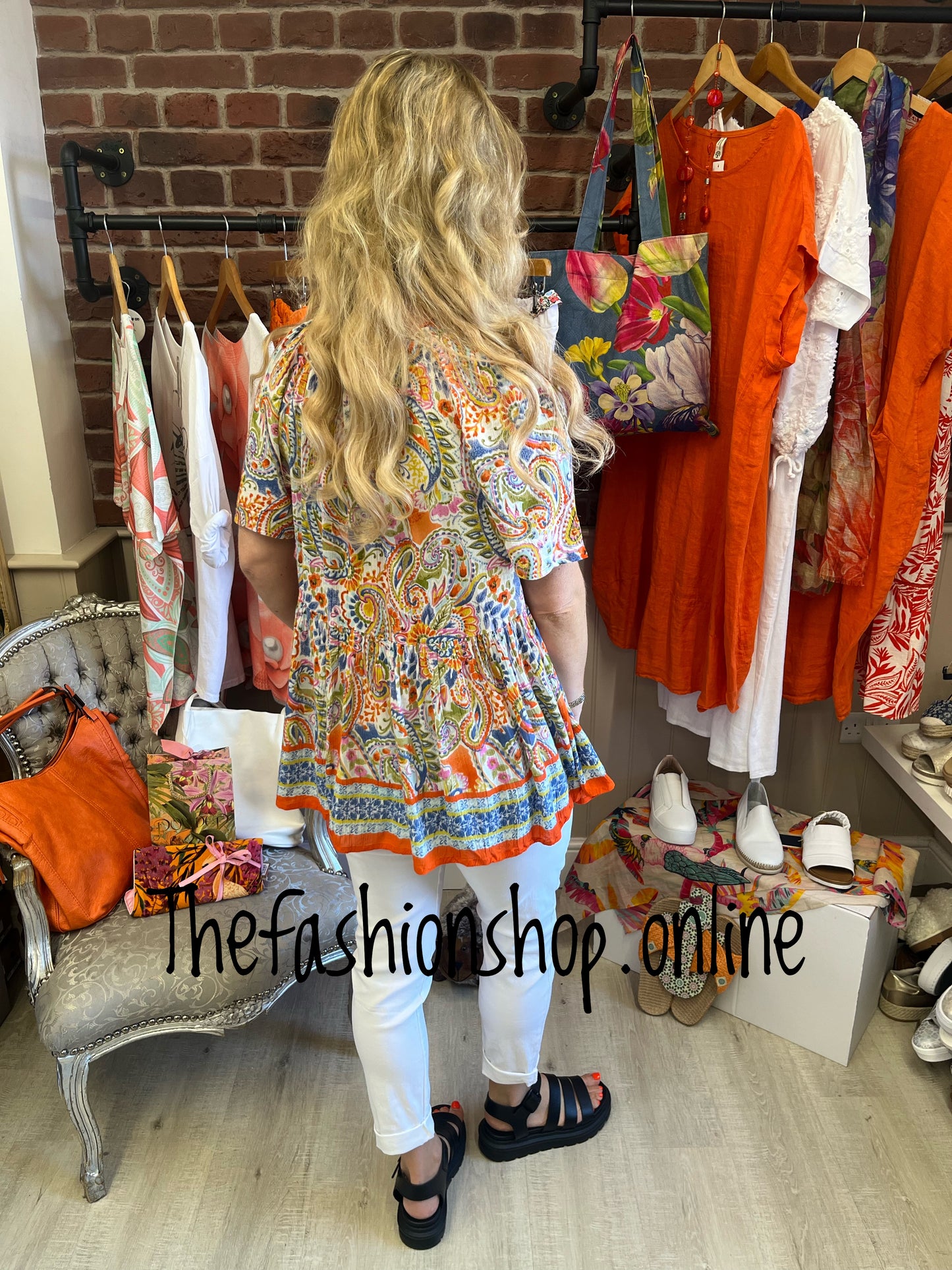 Phoebe colourful paisley top sizes 10, 12 and 14