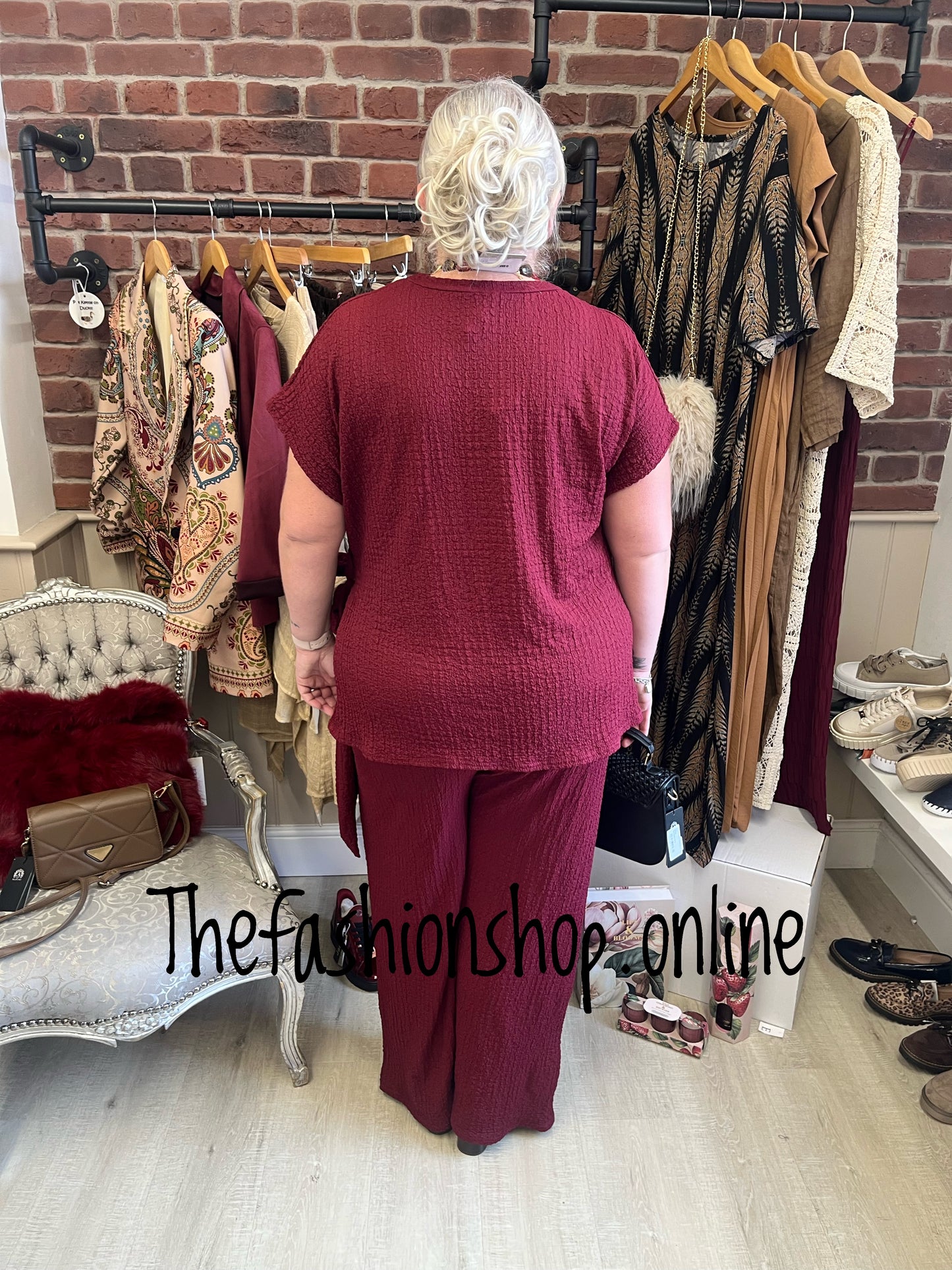 Lois wine side tie co-ord 12-20