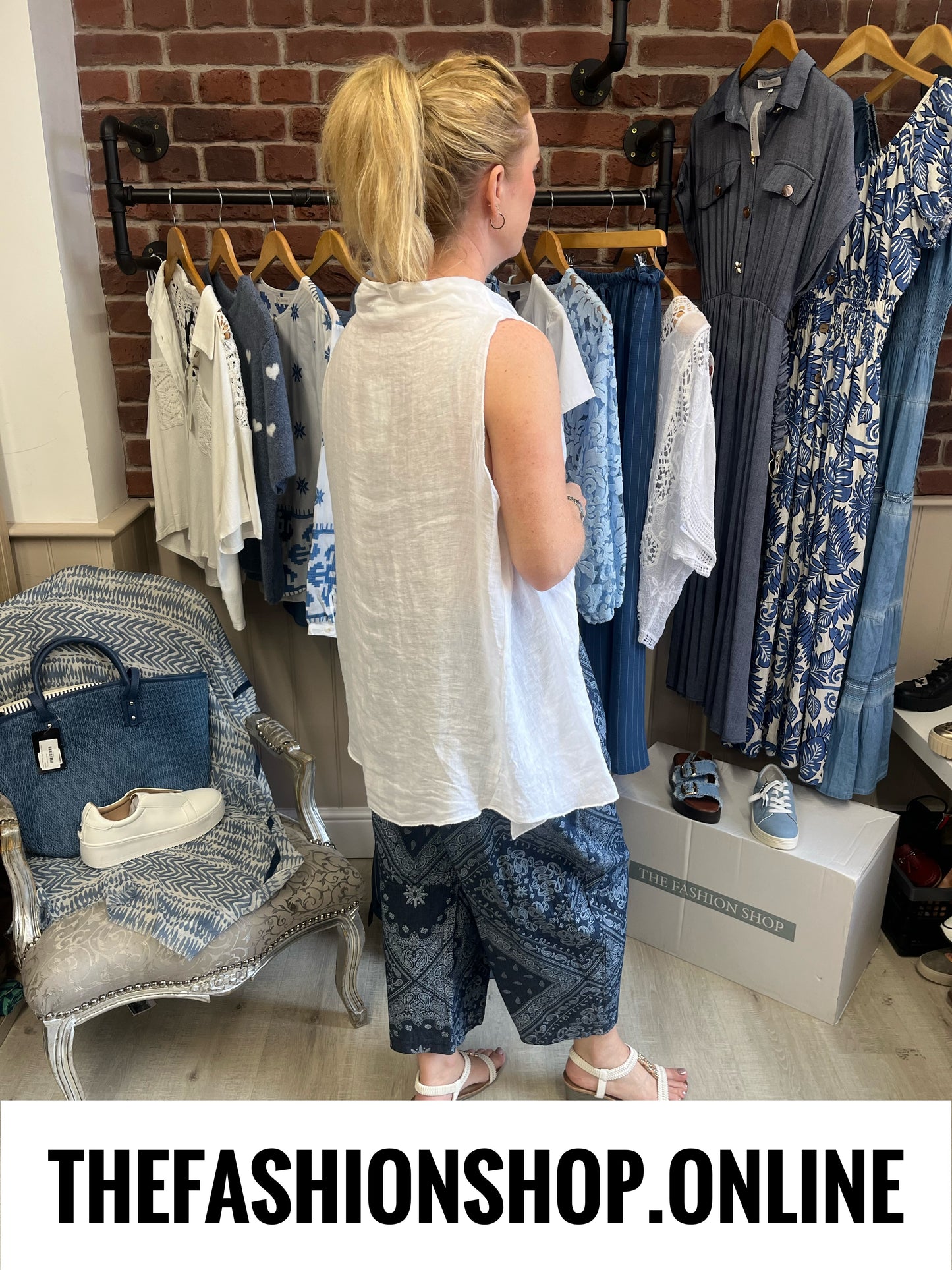 Adele white linen funky top 10-16