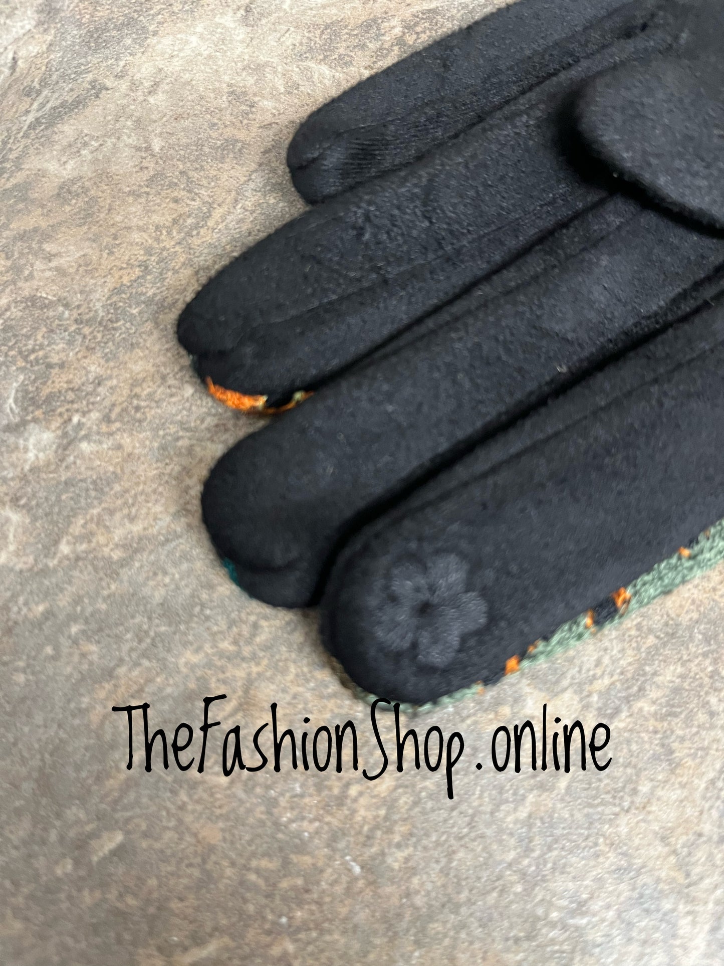 Autumn green lace look gloves