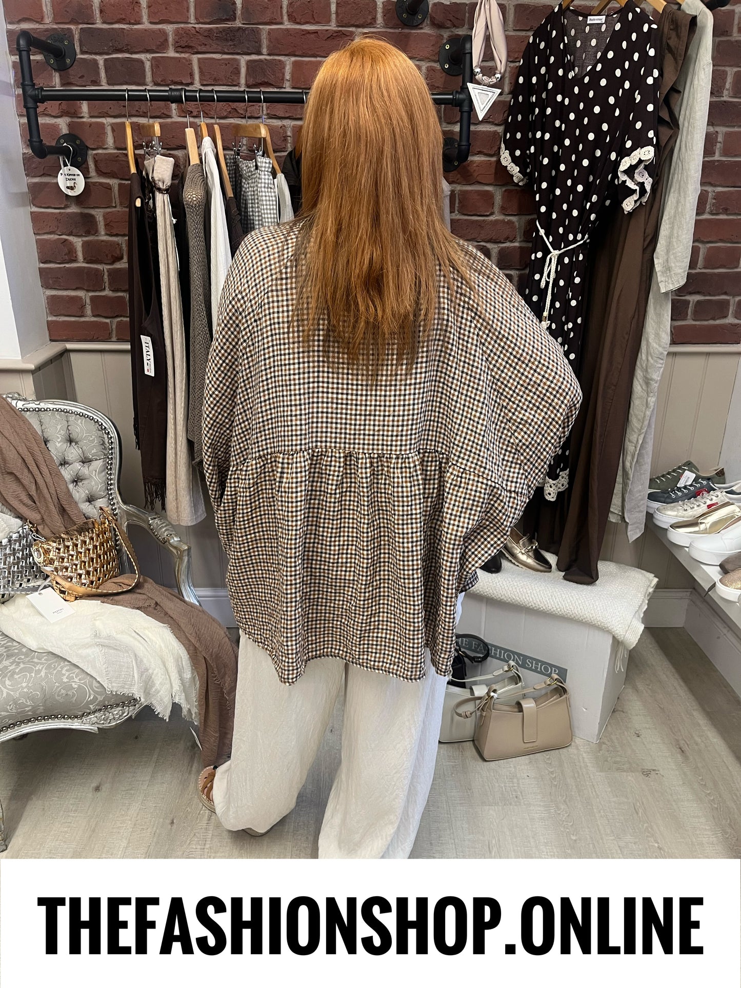 Emily camel gingham shirt 12-20