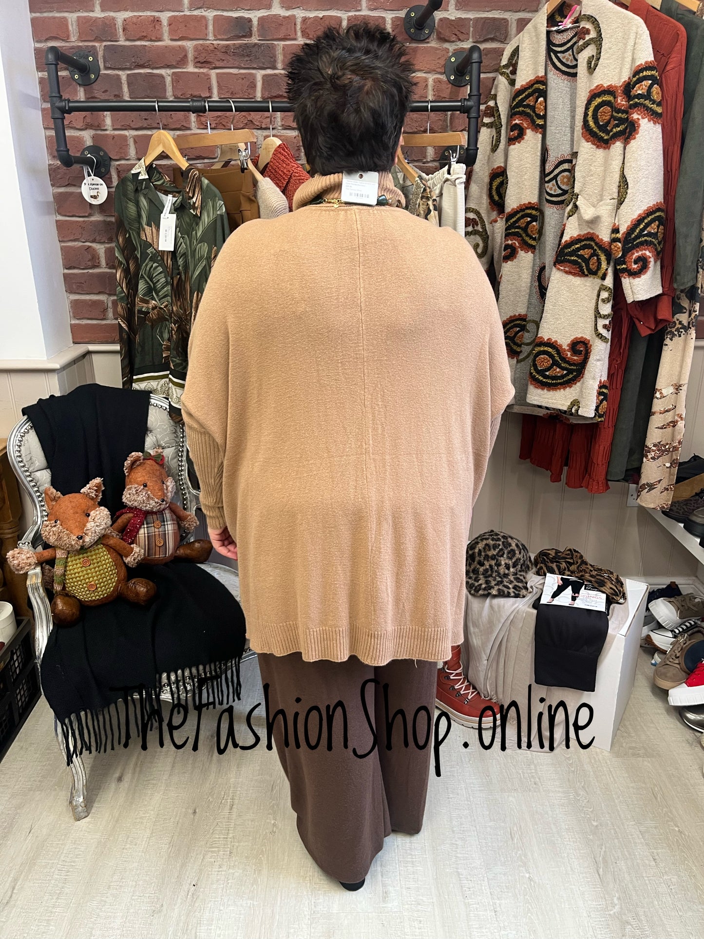 Amelia Camel cable knit polo jumper 12-22