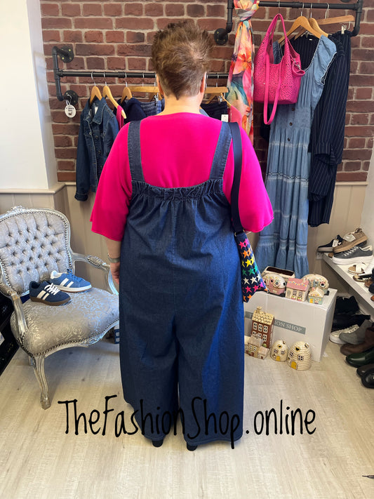 Bev dark denim wide leg dungarees 14-22