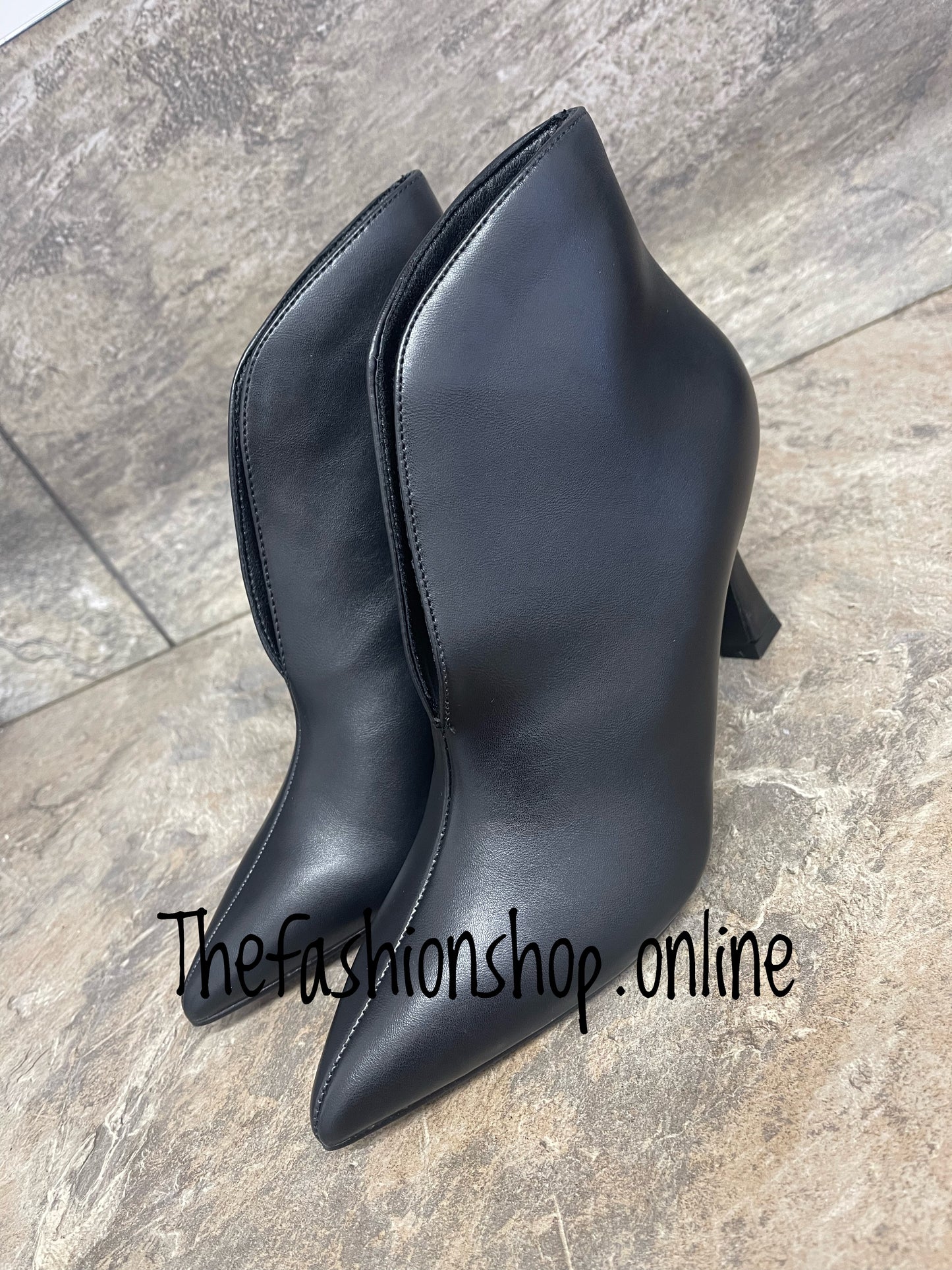 Saskia black heeled ankle boots sizes 3-8 (36-41)