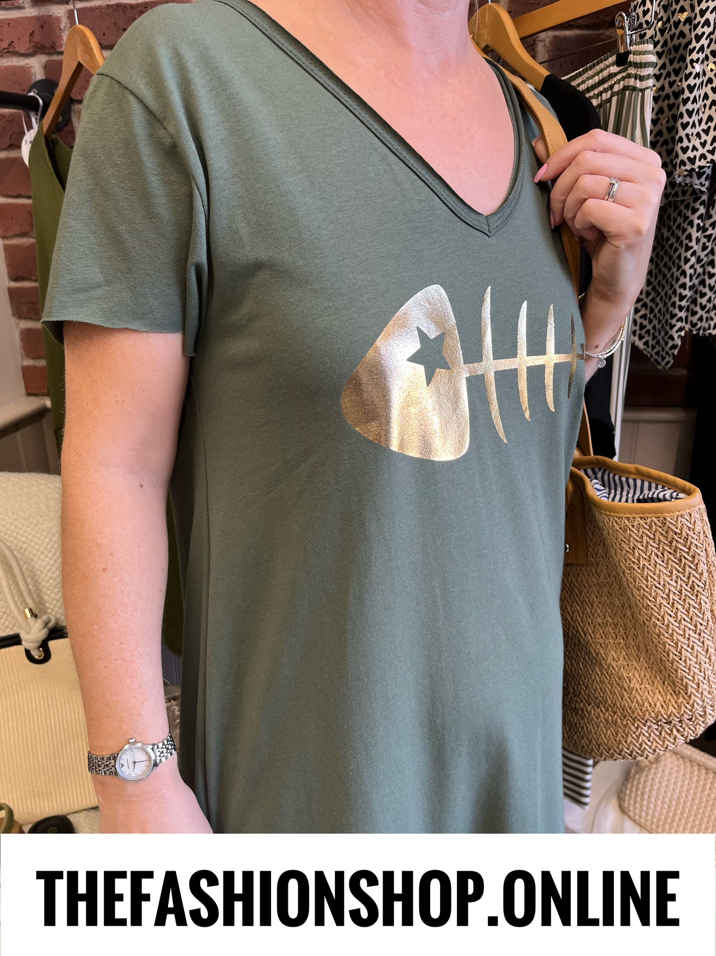 Eden Khaki Gold Fishbone dress 10-18