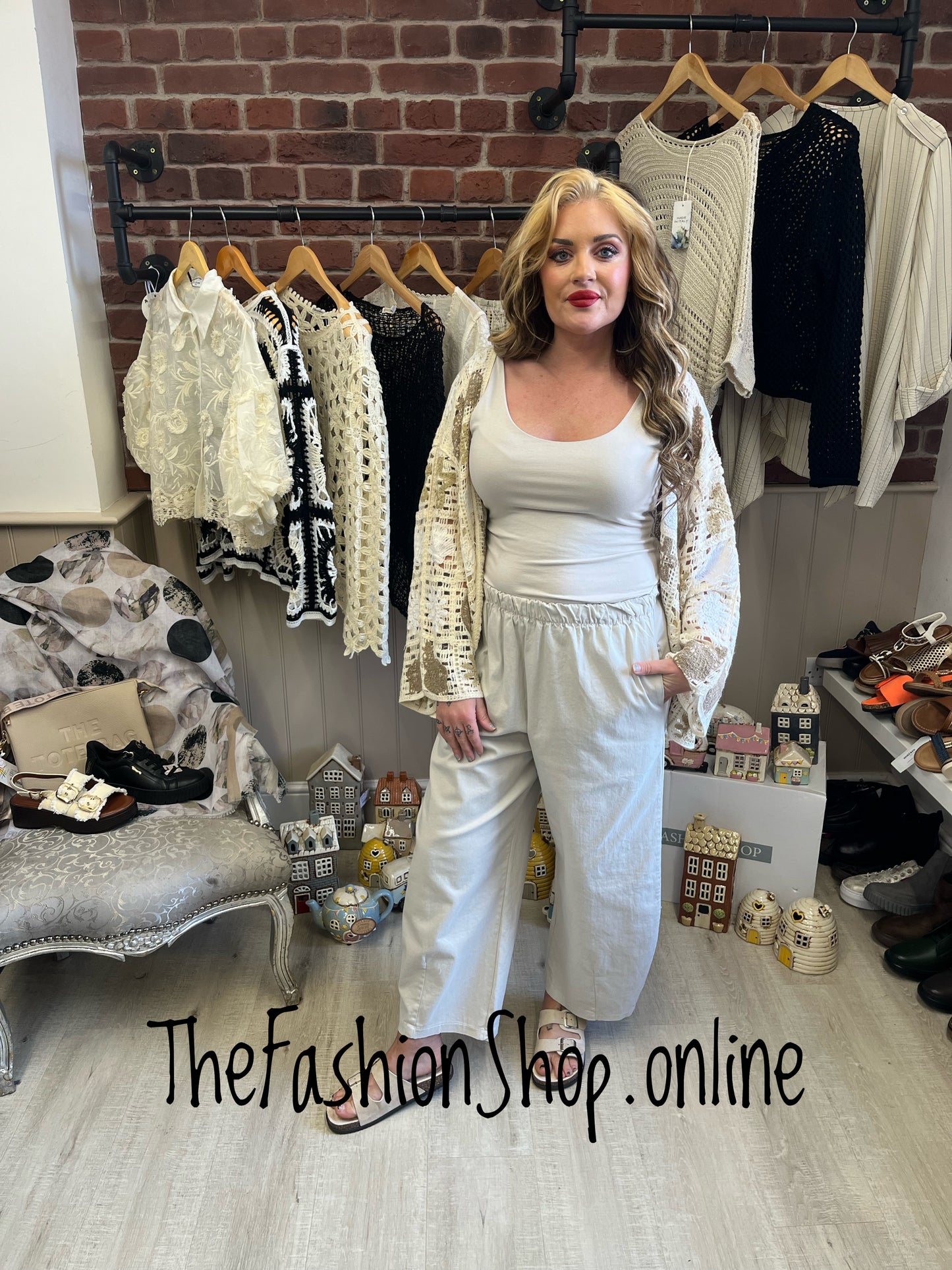 Bethany beige balloon trousers 10-16