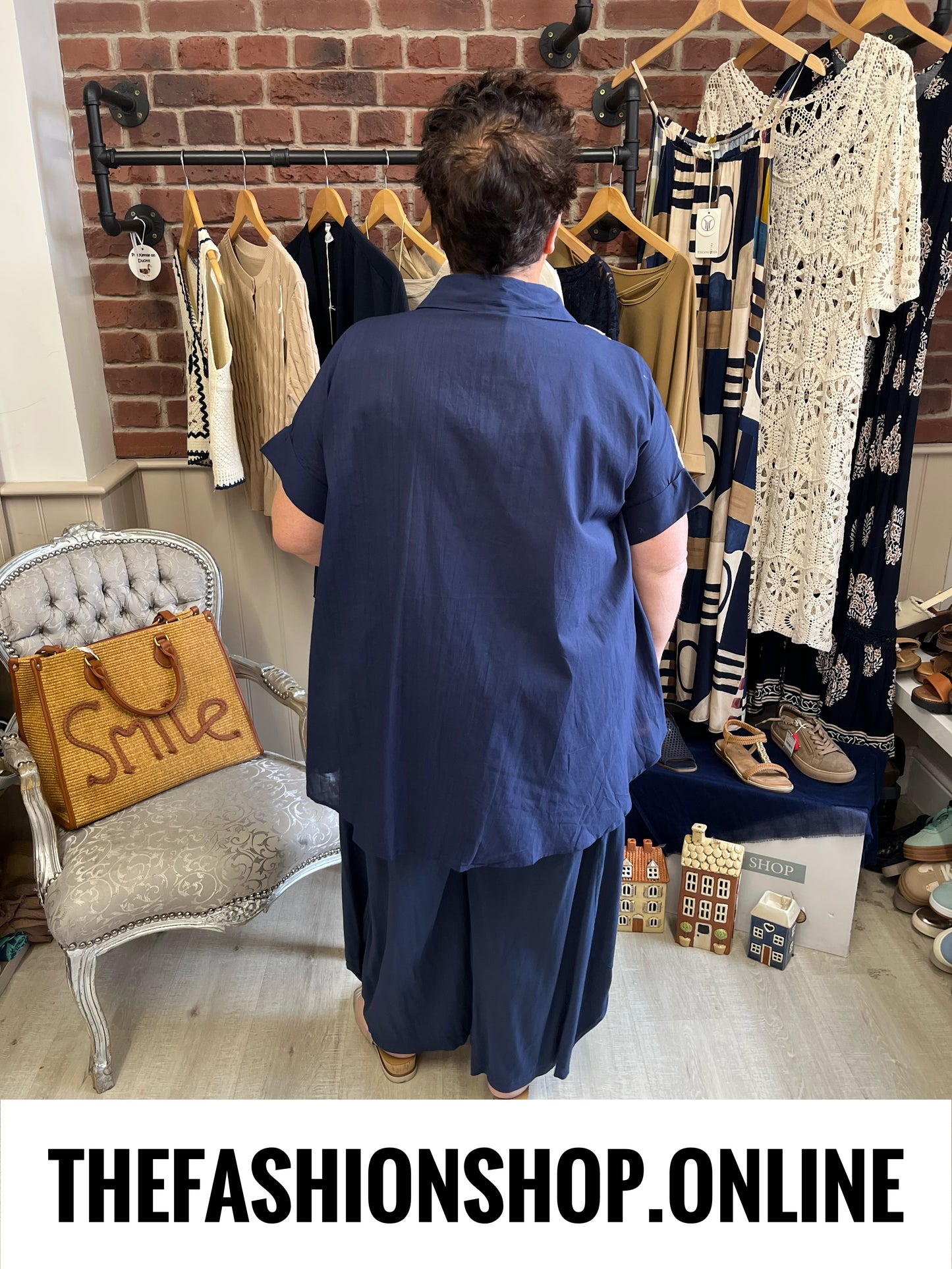 Ivana navy embroidered blouse sizes 12-16 and 18-22