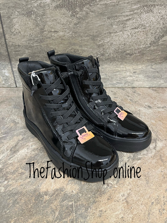 Jana black patent step in ankle boot sizes 4-8 (37-42)