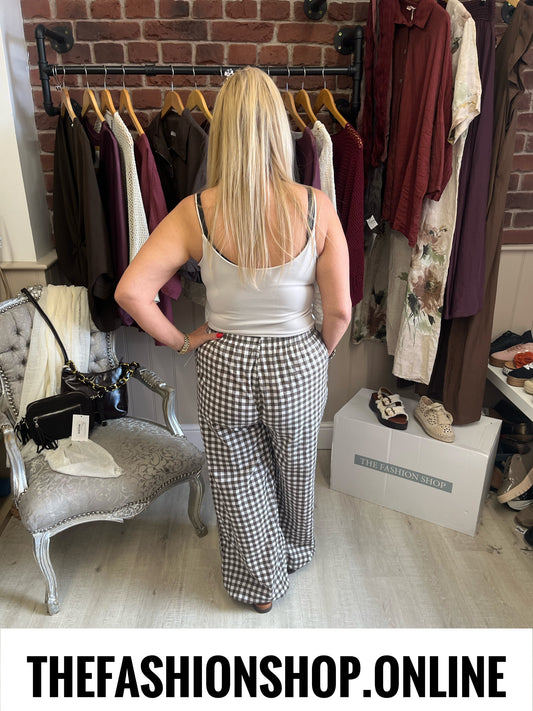 Salma brown gingham trousers 8-14