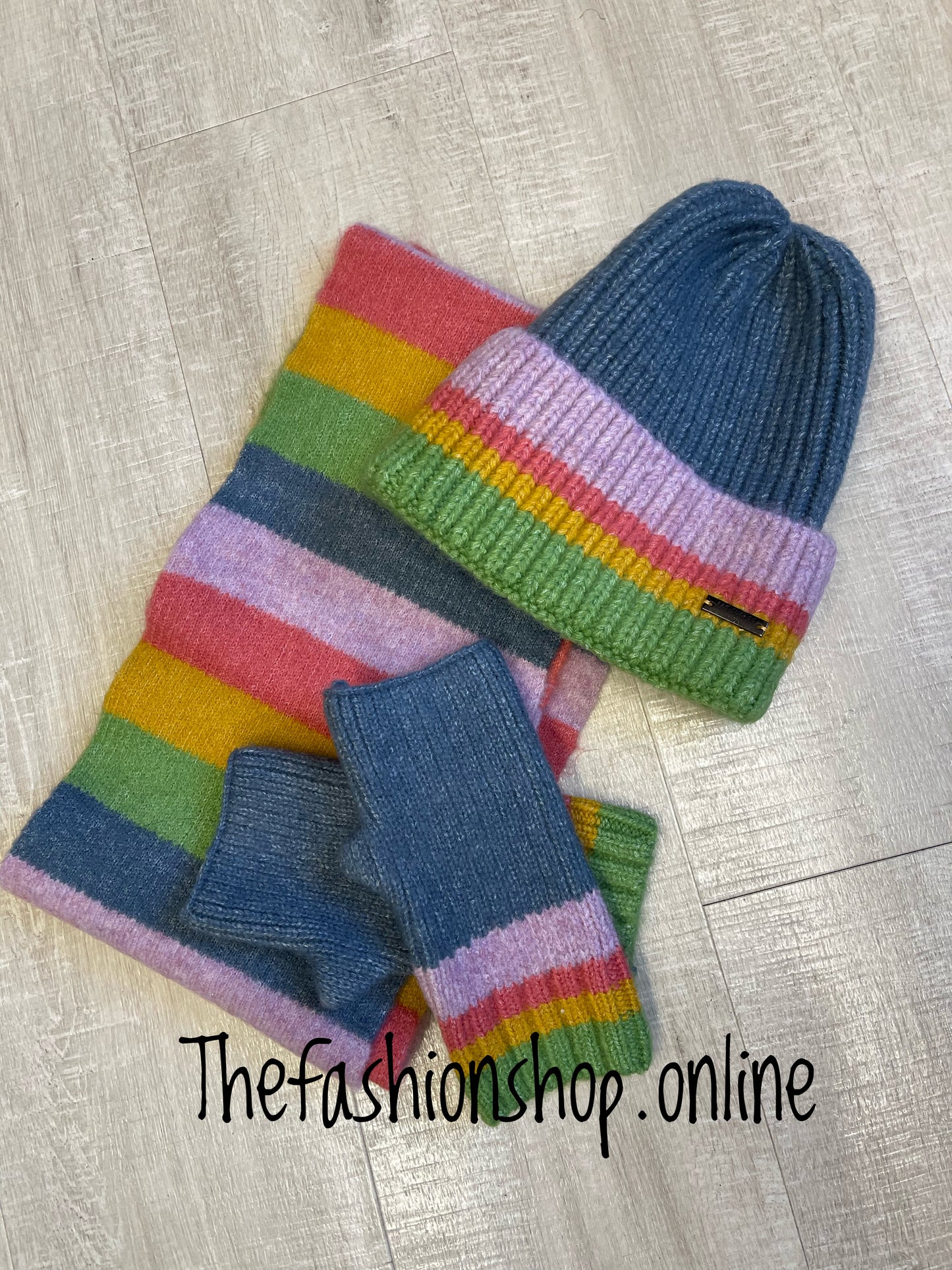 Red Cuckoo Hat Gloves And Scarf Set Multi