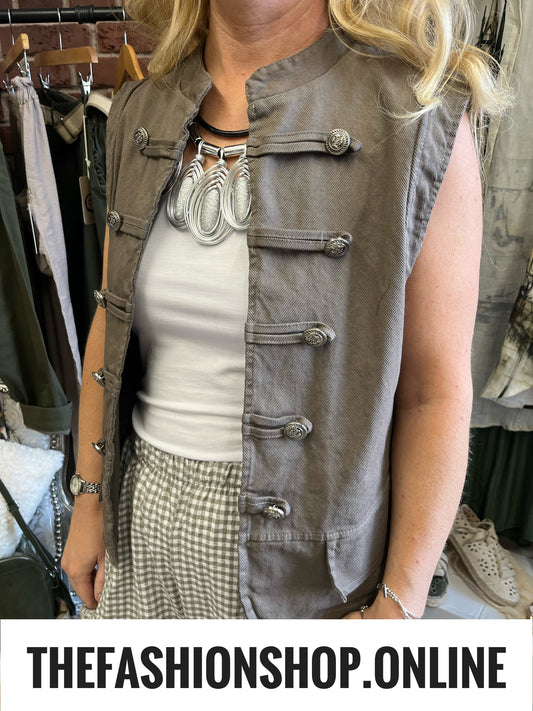Charlotte mocha military waistcoat 8-14