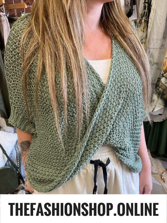 Leah khaki twist layering knit 10-16