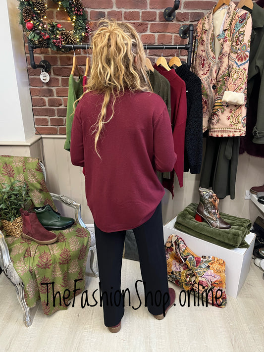 Freya wine embroidered flower jumper 10-16