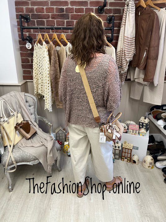 Toffee popcorn open knit top 10-20