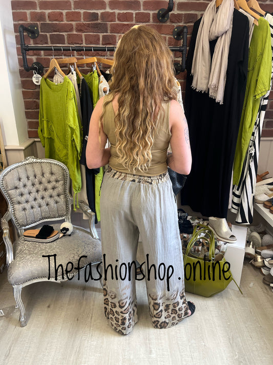 Amelia mocha linen mix safari trousers 10-16