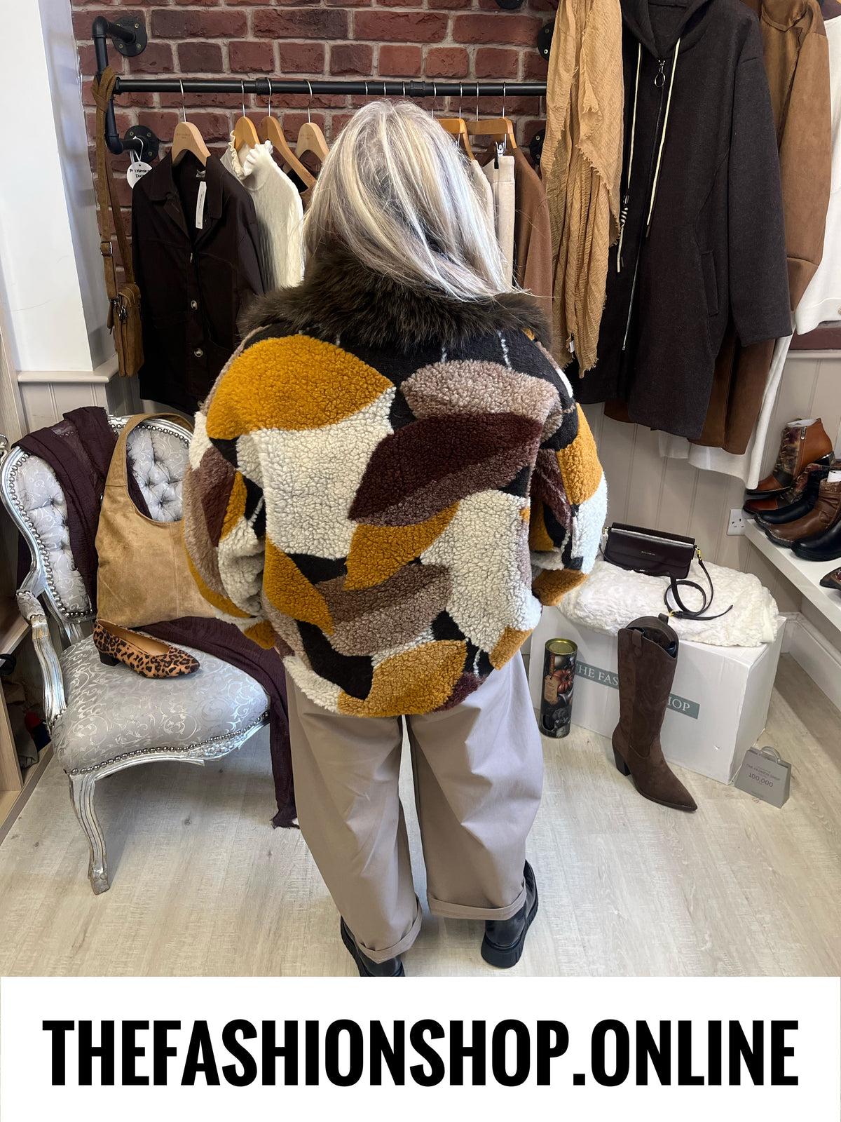 Amber wool mix patchwork jacket 12-16