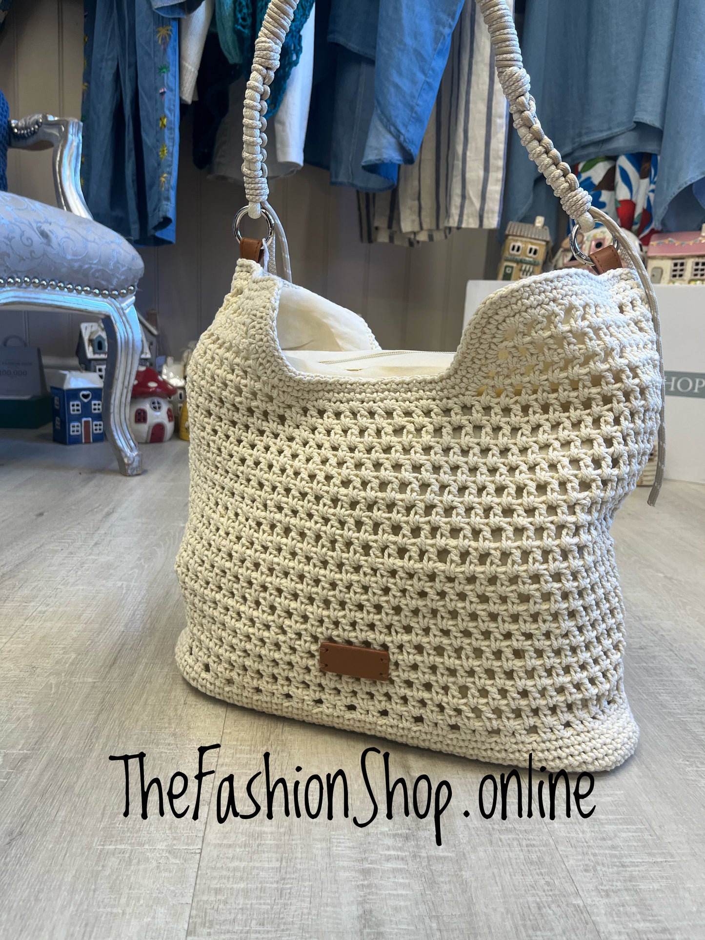 Sammy beige crochet bag