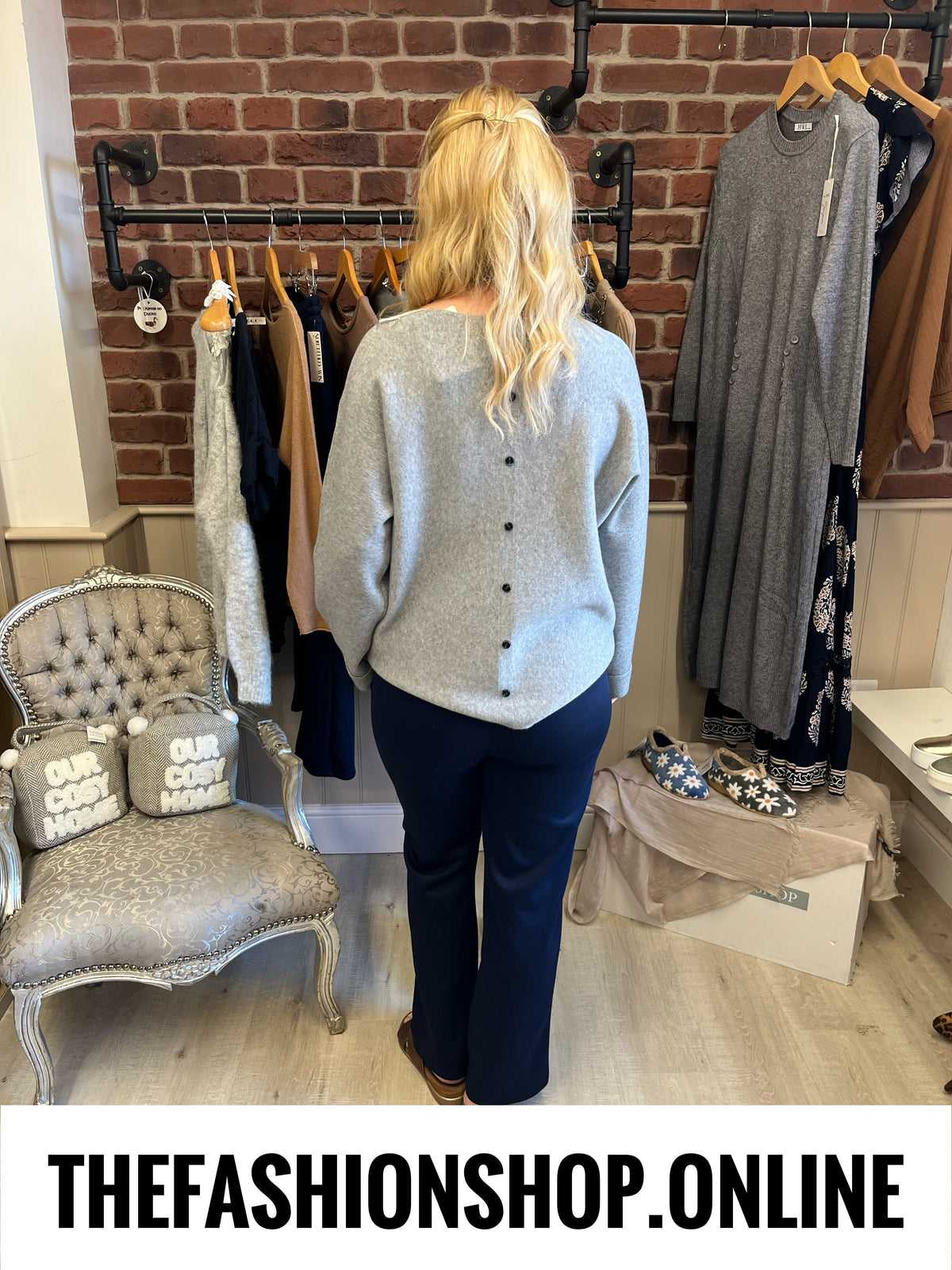 Riley grey cashmere mix jumper 10-16
