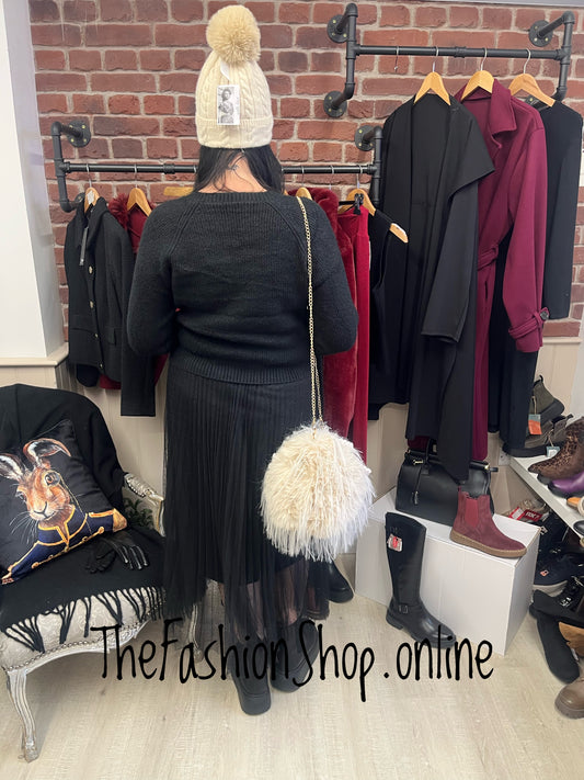 Wonky button cardigan in black 8-14