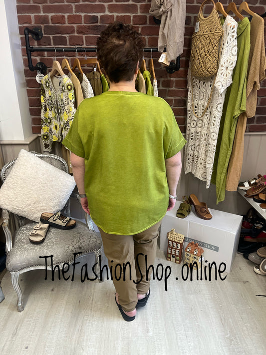 Amber lime lace detail top 14-20