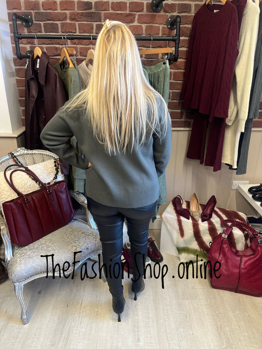 Megan khaki cashmere mix jumper 10-16