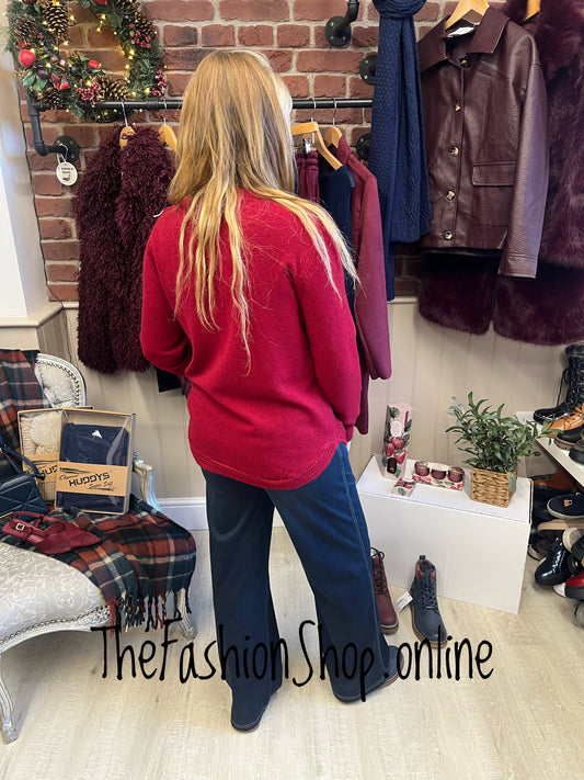 Lydia wine cashmere mix jumper 10-16