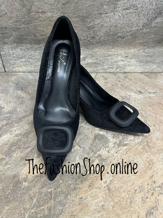 Keely black heeled buckle shoes sizes 3-8 (36-41)