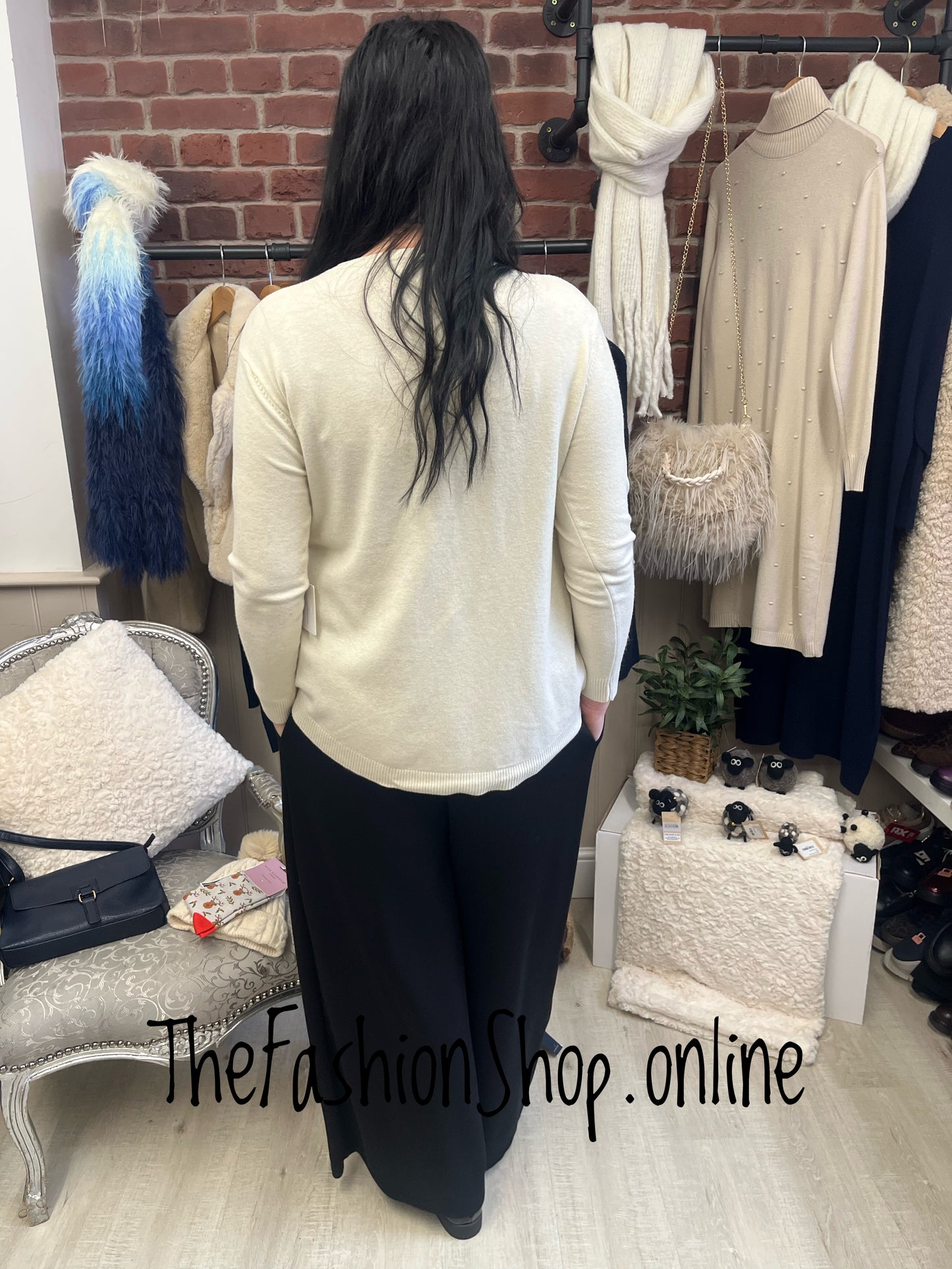 Freya beige embroidered flower jumper 10-16