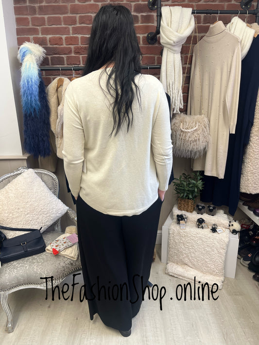 Freya beige embroidered flower jumper 10-16