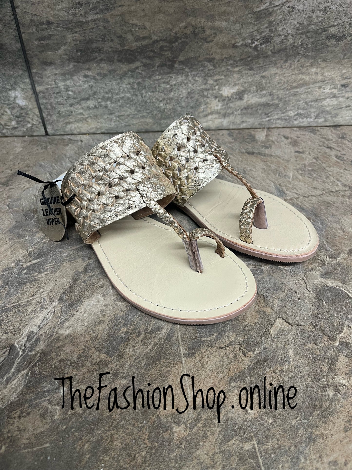 Ava gold leather toe post sandals sizes 4-7 (37-40)