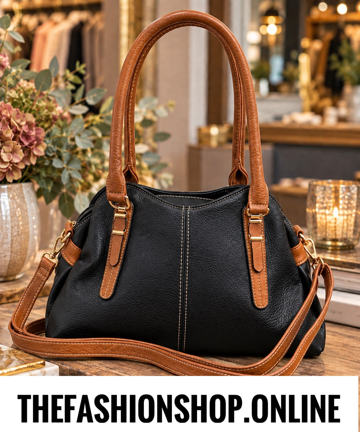 The Verona Bag in Black and Tan