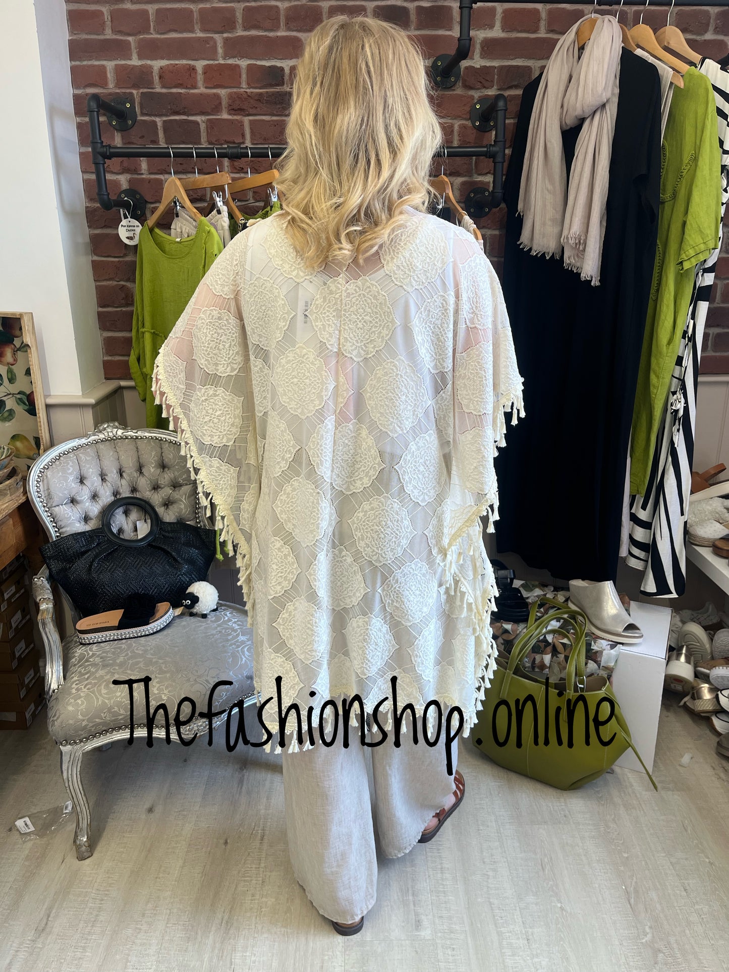 Brinda cream and gold lace summer cover up 10-16