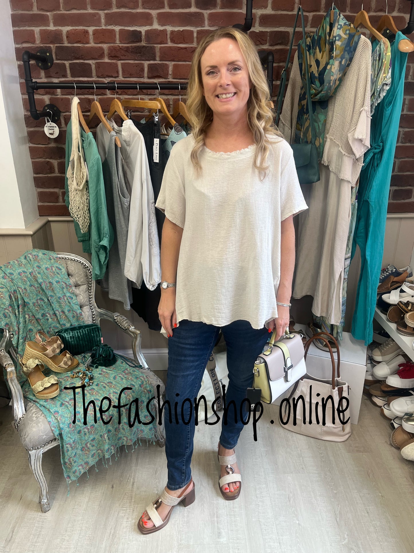 Tanya cream linen mix top 10-16