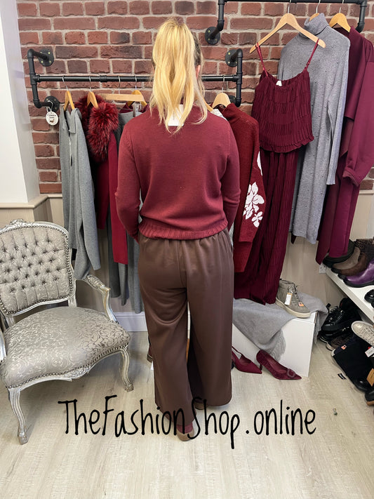 Poppy wine ribbed hem jumper 8-16