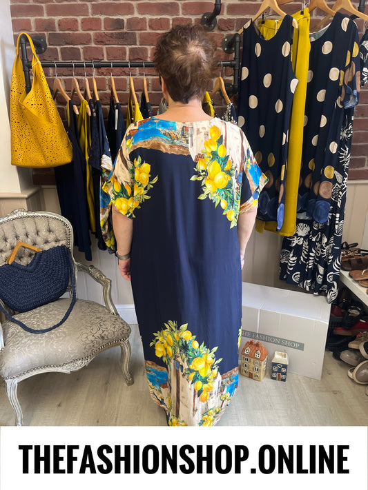 Reeva navy lemons dress 14-22