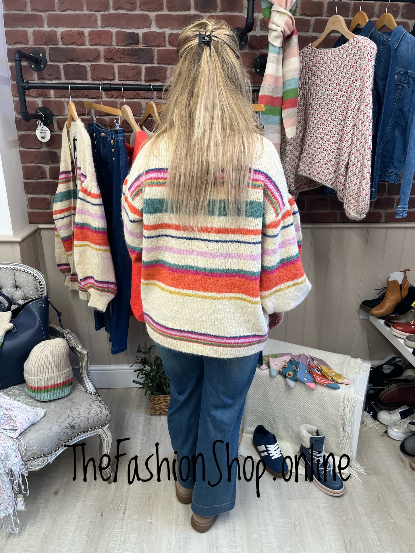 Bethany wool mix striped cardigan sizes 12-14 and 16-18