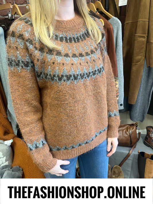 Zelda rust Fair Isle jumper 10-18