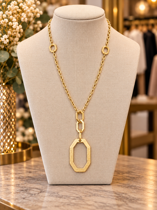 Envy long gold links necklace