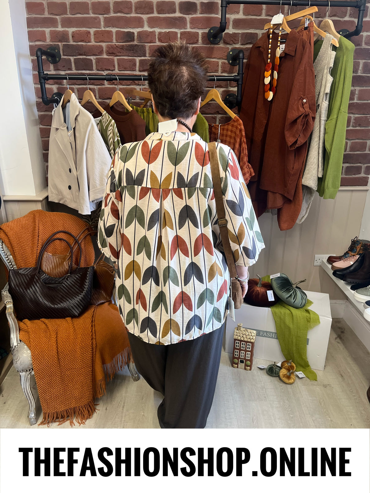 Lorena rust and khaki print tunic 14-20