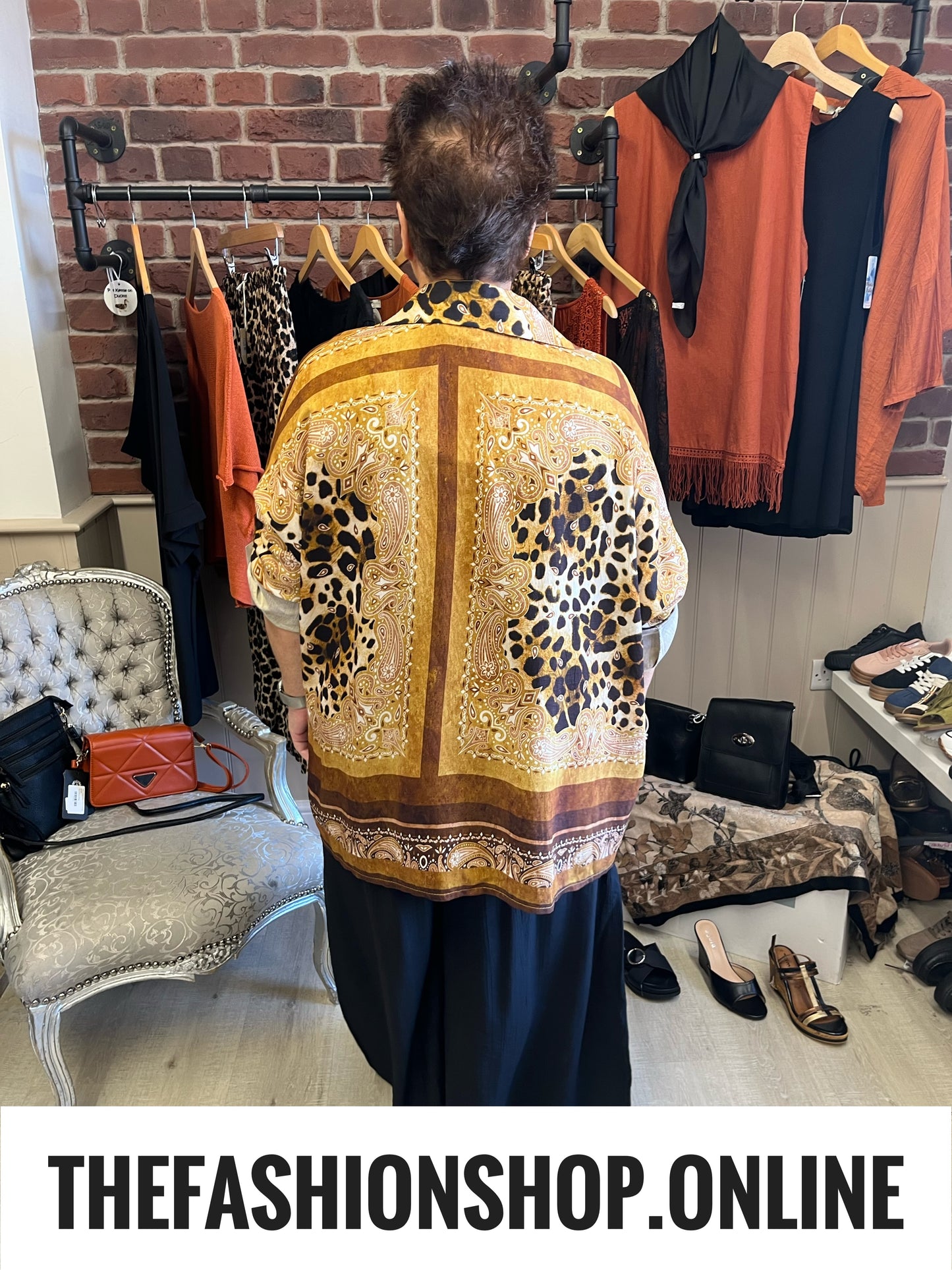 Miranda tan animal print shirt 16-22
