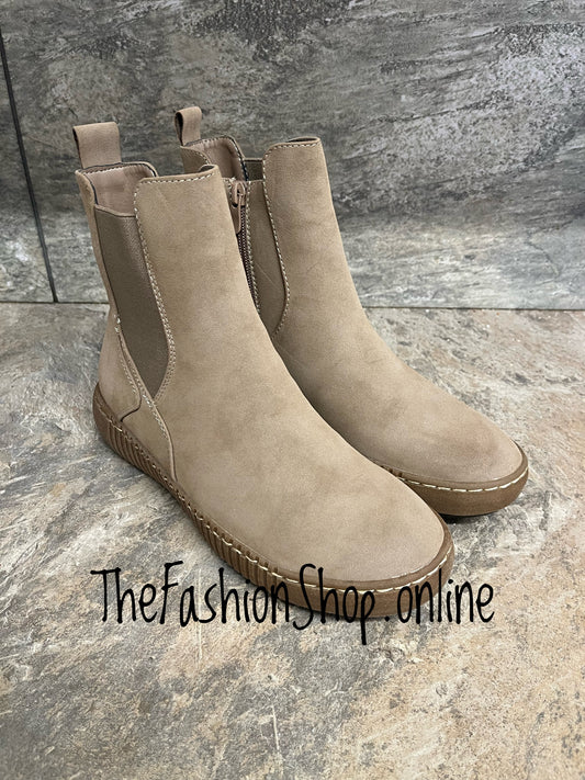 Layla beige faux suede ankle boots sizes 3-8 (36-41)