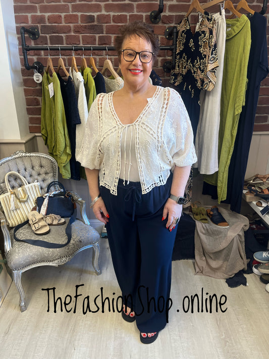 Megan navy palazzo trousers 14-22