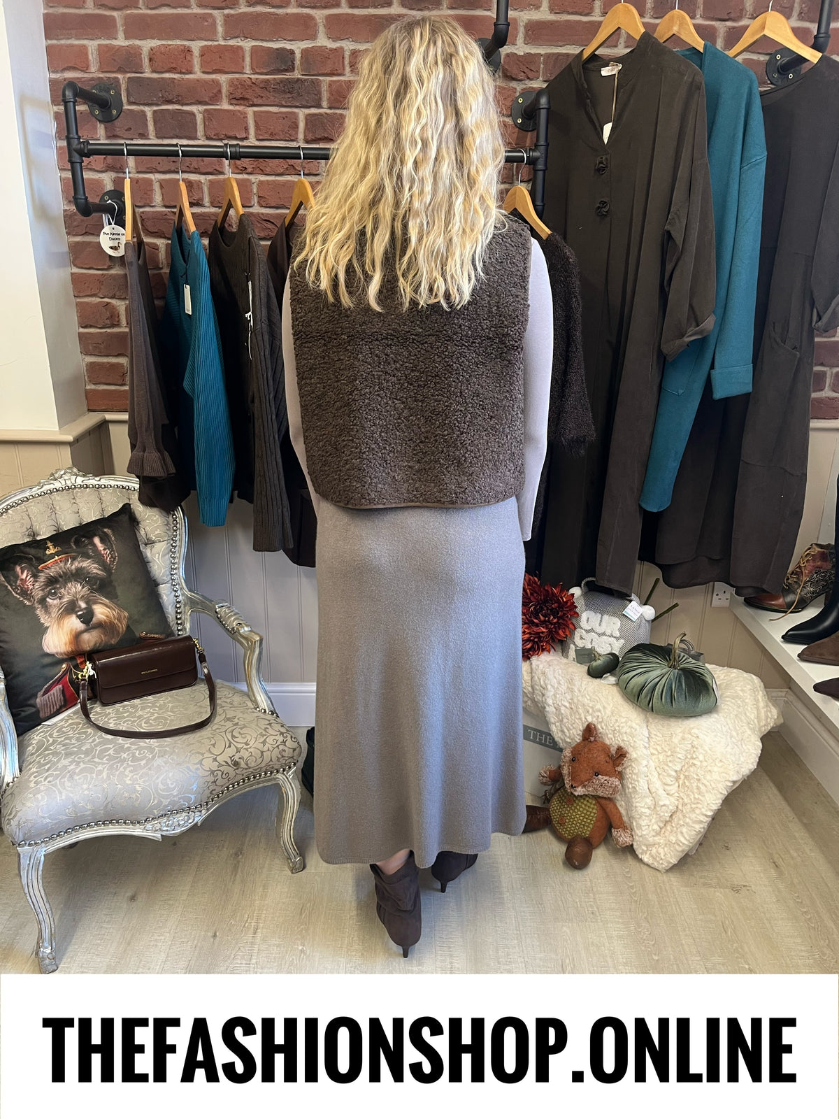 Teddy gilet in brown 8-14