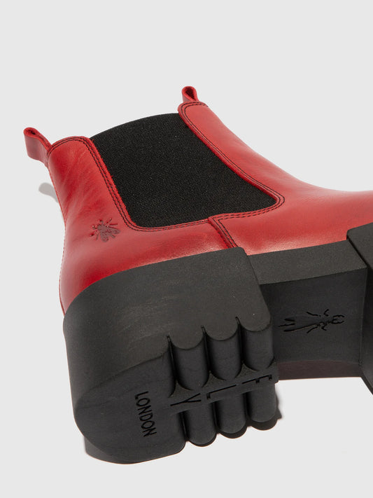 Fly of London Exia Rug red leather chunky Chelsea boot sizes 4-8