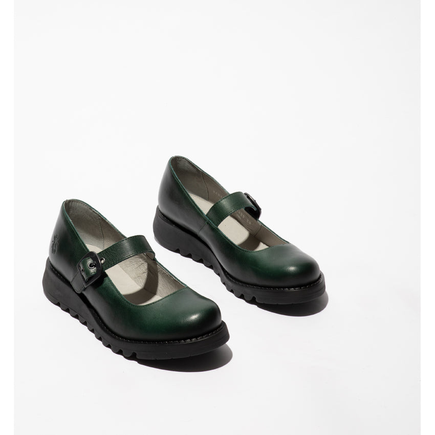 Fly of London black rug leather buckle shoe sizes 5-9 (38-42)