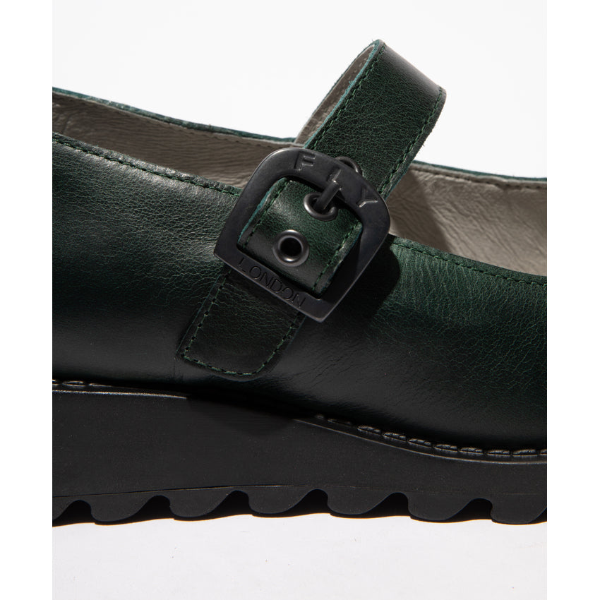 Fly of London black rug leather buckle shoe sizes 5-9 (38-42)