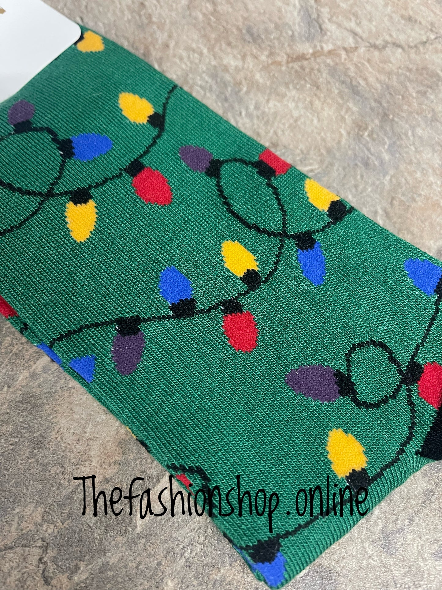 Mr Heron men's green festive lights bamboo socks 7-11