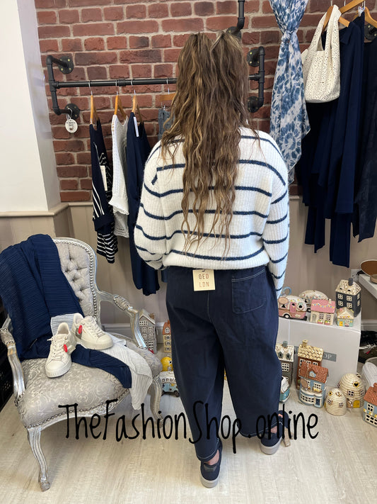 Mercy navy and white stripe wool mix jacket sizes 10-14 and 16-18